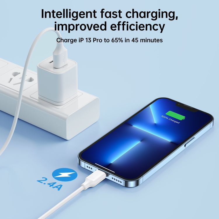 JOYROOM S-UL012A9 2.4A USB to 8 Pin Fast Charging Data Cable, Length:0.25m(White) - Normal Style Cable by JOYROOM | Online Shopping South Africa | PMC TechLife