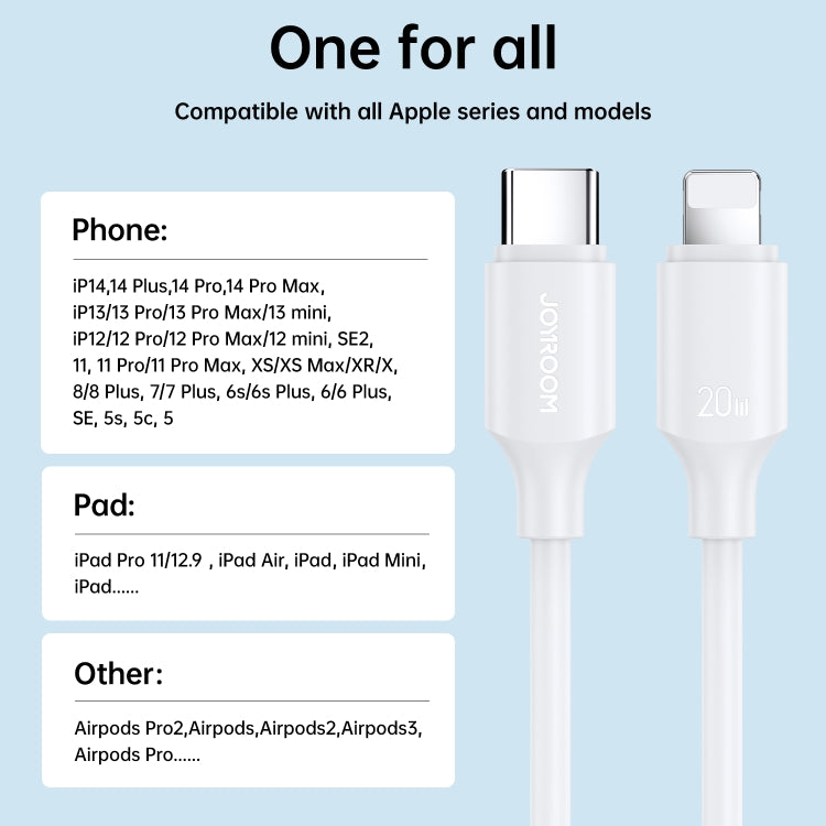 JOYROOM S-CL020A9 20W USB-C/Type-C to 8 Pin Fast Charging Data Cable, Length:0.25m(White) - 2 in 1 Cable by JOYROOM | Online Shopping South Africa | PMC Jewellery