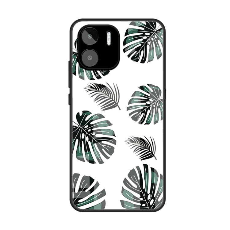 For Xiaomi Redmi A1 4G Colorful Painted Glass Phone Case(Banana Leaf) - Xiaomi Cases by PMC Jewellery | Online Shopping South Africa | PMC Jewellery