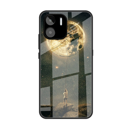 For Xiaomi Redmi A1 4G Colorful Painted Glass Phone Case(Moon) - Xiaomi Cases by PMC Jewellery | Online Shopping South Africa | PMC Jewellery