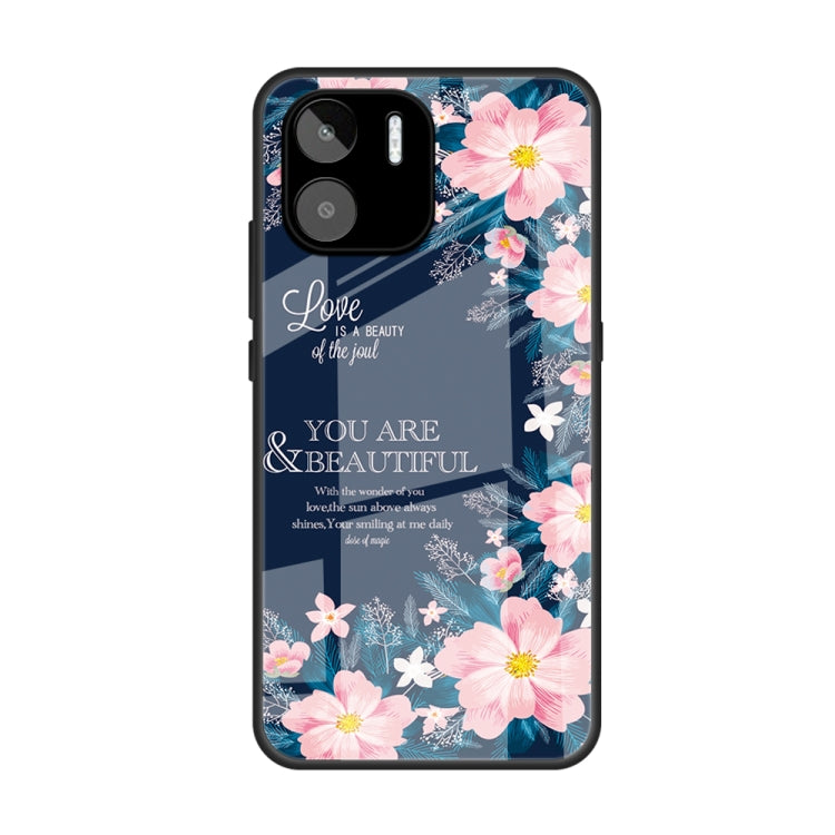 For Xiaomi Redmi A1 4G Colorful Painted Glass Phone Case(Flower) - Xiaomi Cases by PMC Jewellery | Online Shopping South Africa | PMC Jewellery