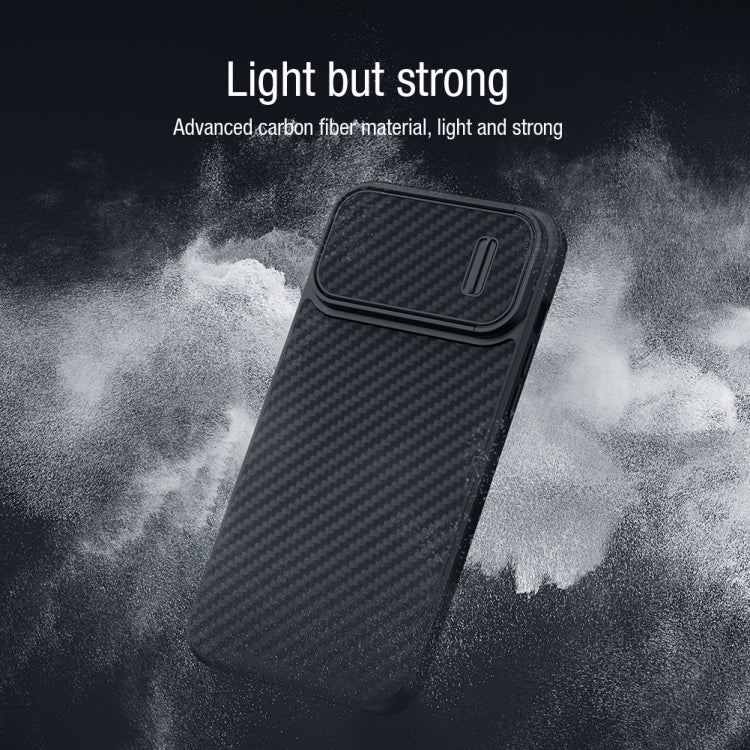 For iPhone 14 NILLKIN Synthetic Fiber Camshield Magnetic Phone Case(Black) - iPhone 14 Cases by NILLKIN | Online Shopping South Africa | PMC TechLife | Buy Now Pay Later Mobicred