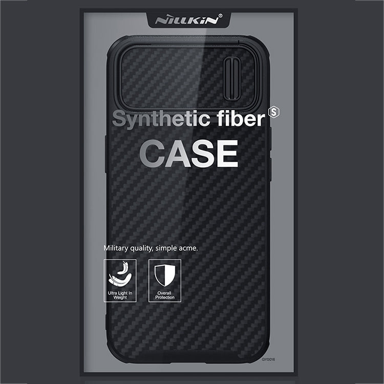 For iPhone 14 NILLKIN Synthetic Fiber Camshield Magnetic Phone Case(Black) - iPhone 14 Cases by NILLKIN | Online Shopping South Africa | PMC TechLife | Buy Now Pay Later Mobicred