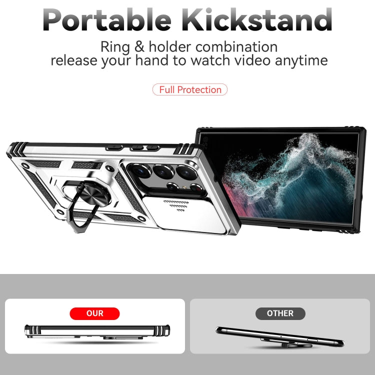 For Samsung Galaxy S23 Ultra 5G Sliding Camshield Holder Phone Case(Silver) - free shipping - PMC TechLife - Order now!