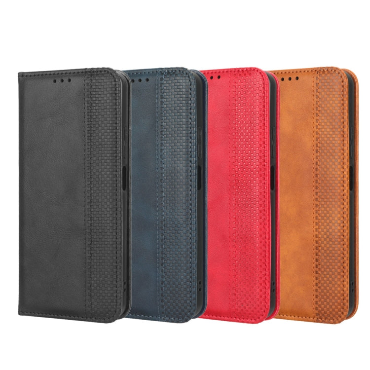 For T-Mobile REVVL 6 Pro 5G Magnetic Buckle Retro Texture Leather Phone Case(Blue) - More Brand by PMC TechLife | Online Shopping South Africa | PMC TechLife