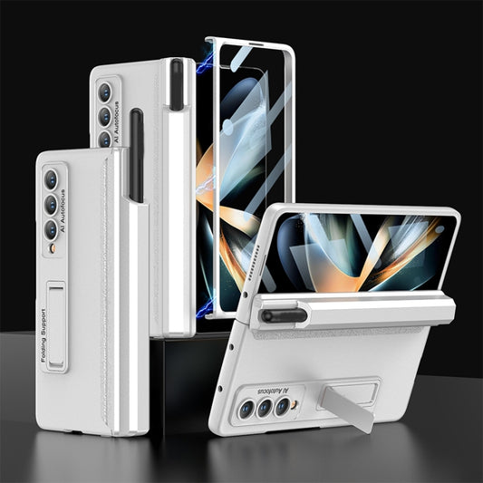 For Samsung Galaxy Z Fold4 GKK Integrated Magnetic Full Coverage Phone Case with Pen Drawer(Silver) - Galaxy Z Fold4 5G Cases by GKK | Online Shopping South Africa | PMC Jewellery | Buy Now Pay Later Mobicred