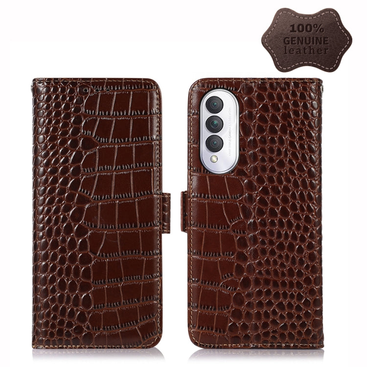 For Xiaomi Redmi A1+ Crocodile Top Layer Cowhide Leather Phone Case(Brown) - Xiaomi Cases by PMC TechLife | Online Shopping South Africa | PMC TechLife