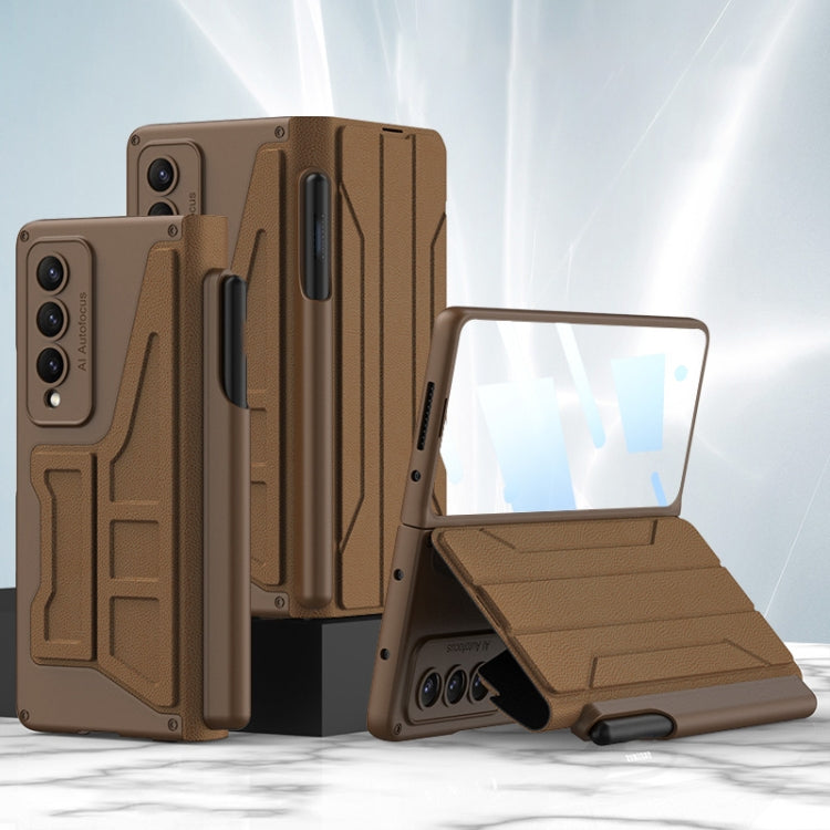 For Samsung Galaxy Z Fold4 GKK Integrated Flip Phone Case with Detachable Pen Holder(Coffee Brown) - Galaxy Z Fold4 5G Cases by GKK | Online Shopping South Africa | PMC Jewellery | Buy Now Pay Later Mobicred