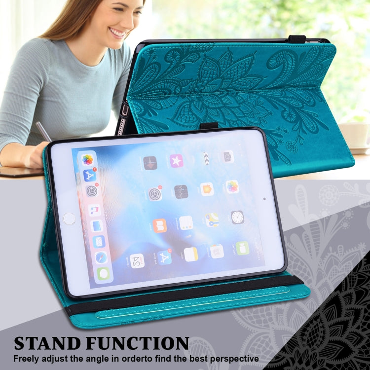 For Nokia T20 10.4 2021 Lace Flower Embossing Pattern Leather Tablet Case(Blue) - free shipping - PMC TechLife - Order now!