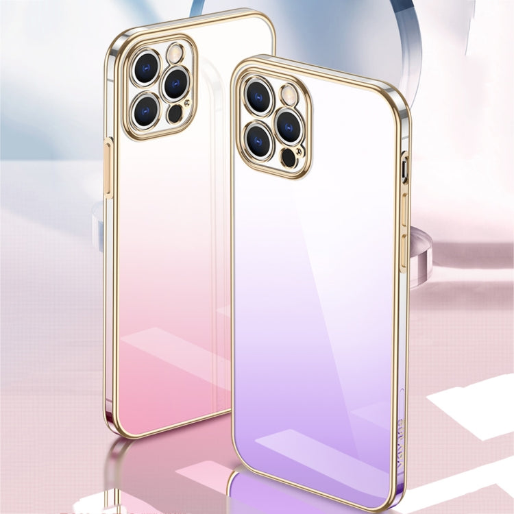 For iPhone 14 Plus SULADA Iridescence Series Plating Transparent Gradient Phone Case(Purple) - iPhone 14 Plus Cases by SULADA | Online Shopping South Africa | PMC Jewellery