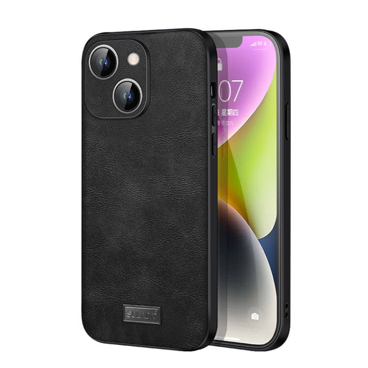 For iPhone 14 Plus SULADA Shockproof TPU + Handmade Leather Phone Case(Black) - iPhone 14 Plus Cases by SULADA | Online Shopping South Africa | PMC TechLife