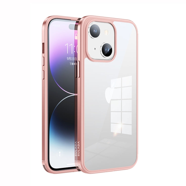 For iPhone 14 Plus SULADA Metal Frame + Nano Glass + TPU Phone Case(Pink) - free shipping - PMC TechLife - Order now!