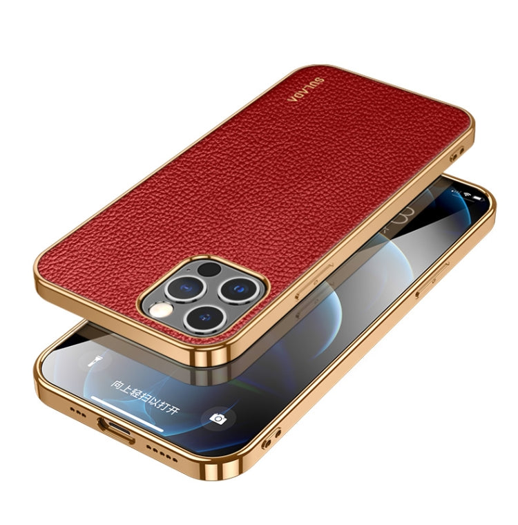 For iPhone 14 Pro Max SULADA Shockproof TPU + Handmade Leather Phone Case(Red) - iPhone 14 Pro Max Cases by SULADA | Online Shopping South Africa | PMC TechLife | Buy Now Pay Later Mobicred