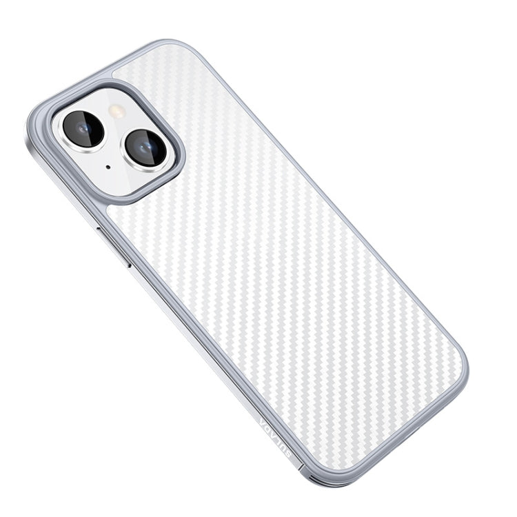 For iPhone 14 SULADA Carbon Fiber Textured Shockproof Metal + TPU Frame Case(Silver) - iPhone 14 Cases by SULADA | Online Shopping South Africa | PMC Jewellery | Buy Now Pay Later Mobicred