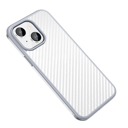 For iPhone 14 SULADA Carbon Fiber Textured Shockproof Metal + TPU Frame Case(Silver) - iPhone 14 Cases by SULADA | Online Shopping South Africa | PMC Jewellery | Buy Now Pay Later Mobicred