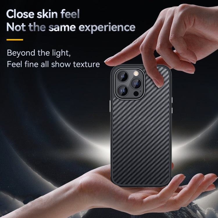 For iPhone 14 SULADA Carbon Fiber Textured Shockproof Metal + TPU Frame Case(Dark Blue) - iPhone 14 Cases by SULADA | Online Shopping South Africa | PMC TechLife | Buy Now Pay Later Mobicred
