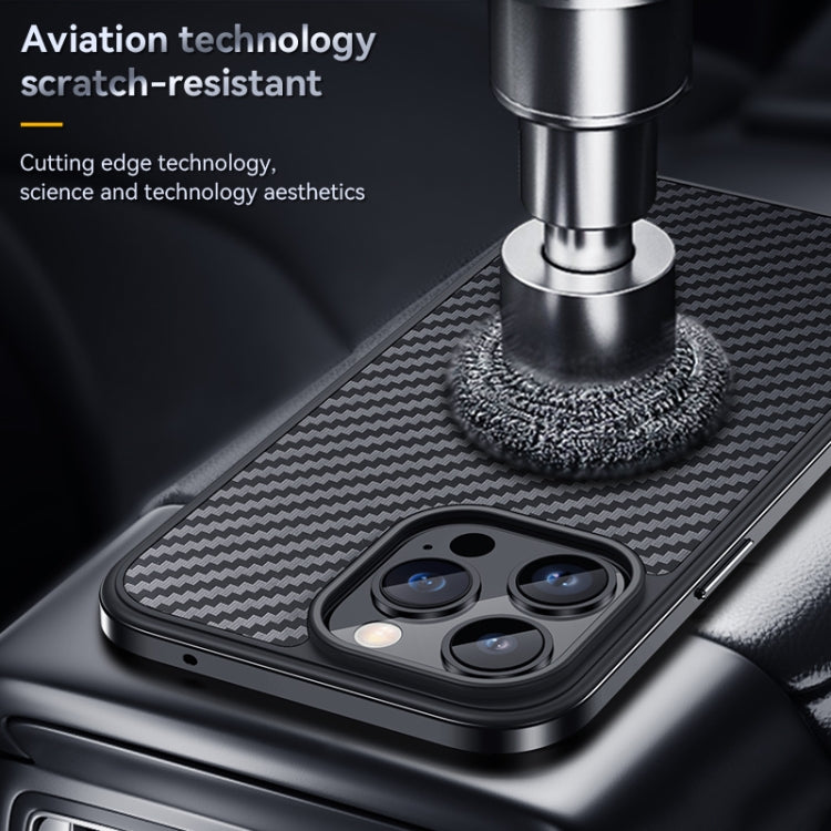 For iPhone 14 SULADA Carbon Fiber Textured Shockproof Metal + TPU Frame Case(Silver) - iPhone 14 Cases by SULADA | Online Shopping South Africa | PMC TechLife | Buy Now Pay Later Mobicred