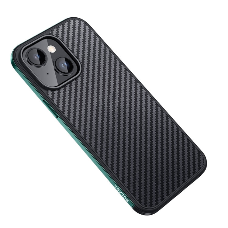 For iPhone 14 Plus SULADA Carbon Fiber Textured Shockproof Metal + TPU Frame Case(Dark Green) - iPhone 14 Plus Cases by SULADA | Online Shopping South Africa | PMC TechLife | Buy Now Pay Later Mobicred