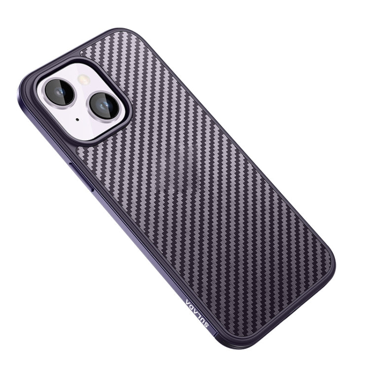 For iPhone 14 Plus SULADA Carbon Fiber Textured Shockproof Metal + TPU Frame Case(Dark Purple) - iPhone 14 Plus Cases by SULADA | Online Shopping South Africa | PMC TechLife | Buy Now Pay Later Mobicred