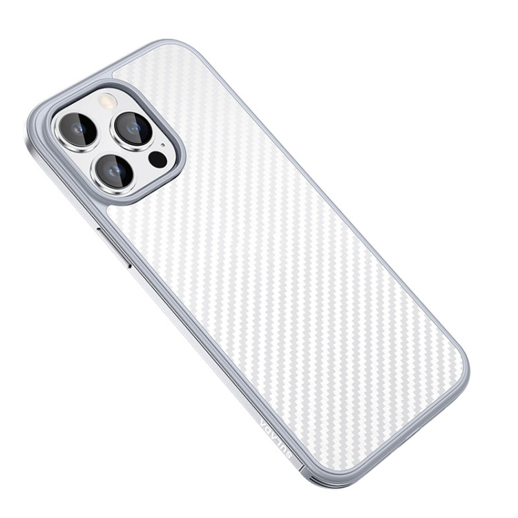 For iPhone 14 Pro SULADA Carbon Fiber Textured Shockproof Metal + TPU Frame Case(Silver) - iPhone 14 Pro Cases by SULADA | Online Shopping South Africa | PMC TechLife | Buy Now Pay Later Mobicred