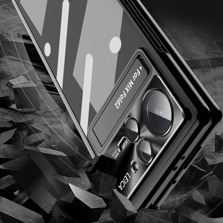 For Xiaomi Mix Fold 2 Magnetic Hinges Plating Phone Case with Holder(Silver) - Xiaomi Cases by PMC TechLife | Online Shopping South Africa | PMC TechLife