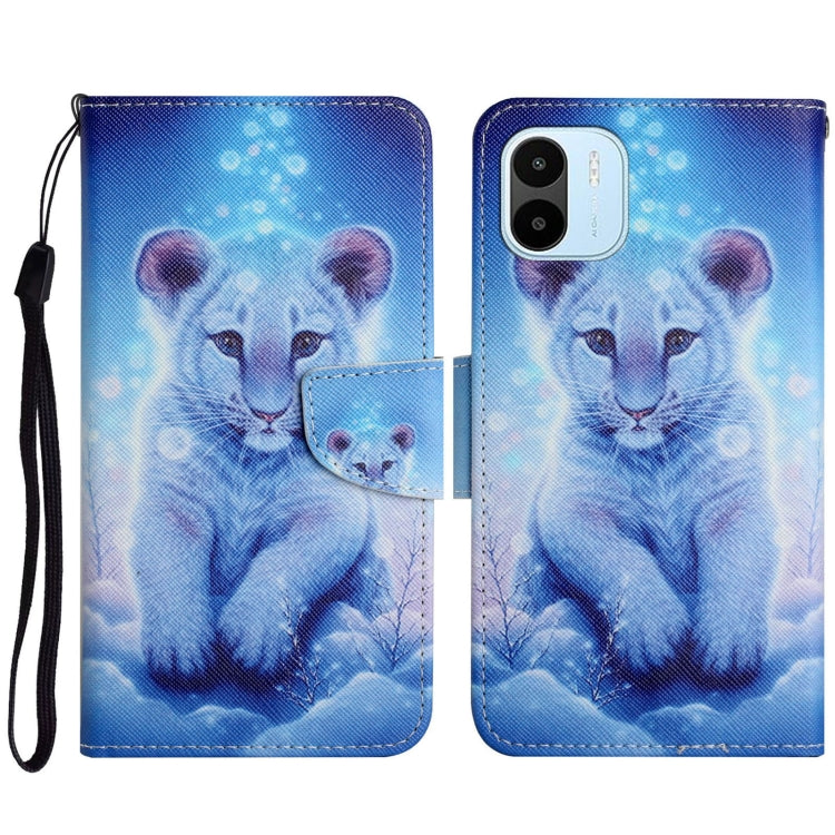 For Xiaomi Redmi A1 Colored Drawing Pattern Leather Phone Case(Little Leopard) - Xiaomi Cases by PMC Jewellery | Online Shopping South Africa | PMC Jewellery