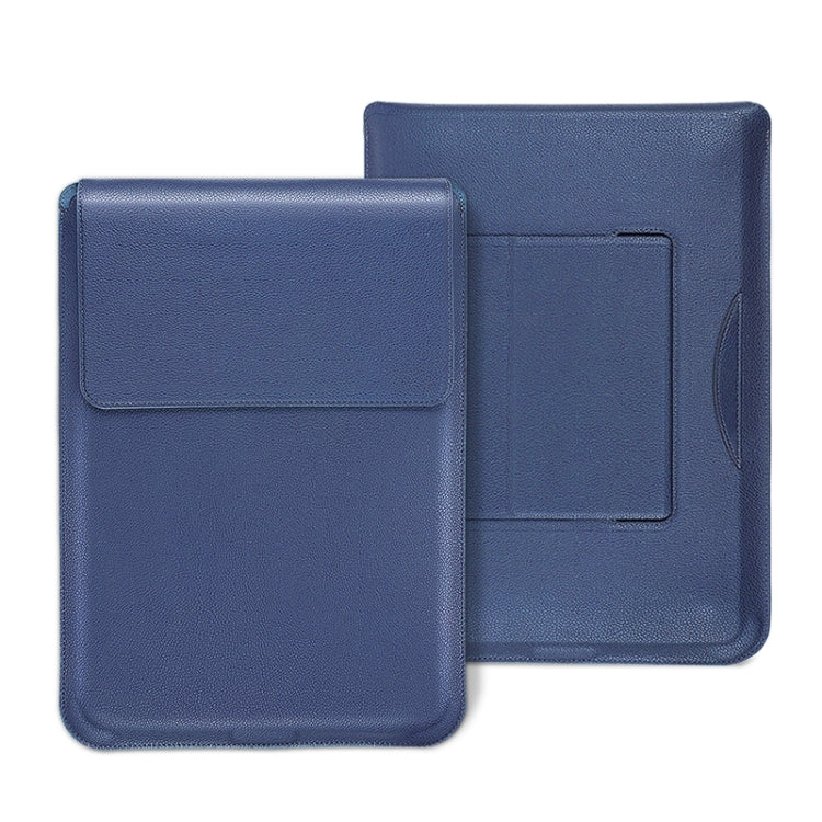 For MacBook 12 / 14 inch PU Leather 4 in 1 Laptop Bag with Functional Bracket(Dark Blue) - Protective Bags by PMC TechLife | Online Shopping South Africa | PMC TechLife