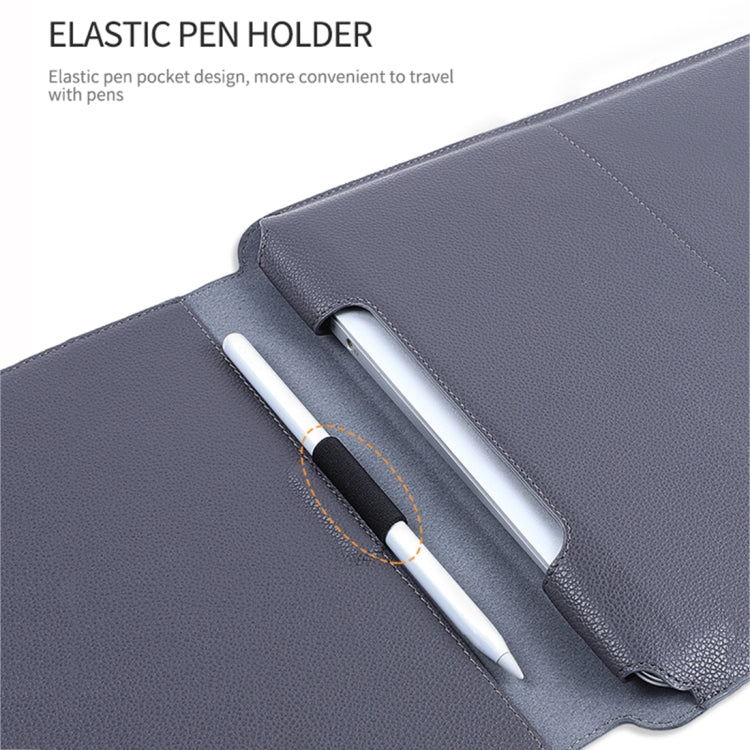 For MacBook 15 / 16 inch PU Leather 4 in 1 Laptop Bag with Functional Bracket(Dark Blue) - Protective Bags by PMC TechLife | Online Shopping South Africa | PMC TechLife
