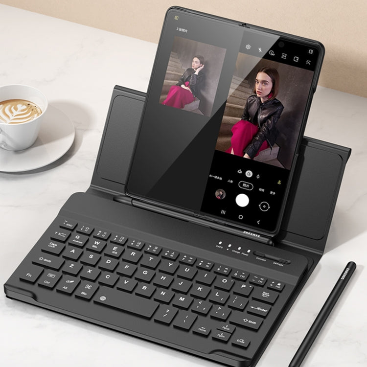 For Samsung Galaxy Z Fold4 GKK Magnetic Folding Bluetooth Keyboard Leather Case with Pen + Phone Case(Black) - Samsung Keyboard by GKK | Online Shopping South Africa | PMC TechLife | Buy Now Pay Later Mobicred