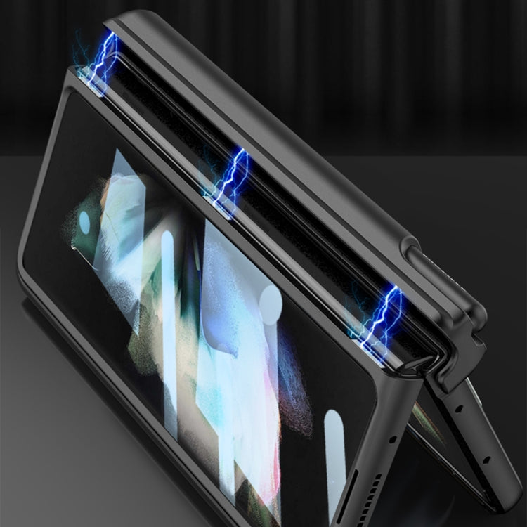 For Samsung Galaxy Z Fold3 5G GKK Magnetic Fold Hinge Shockproof Phone Case with Wrist Strap(Silver) - free shipping - PMC TechLife - Order now!