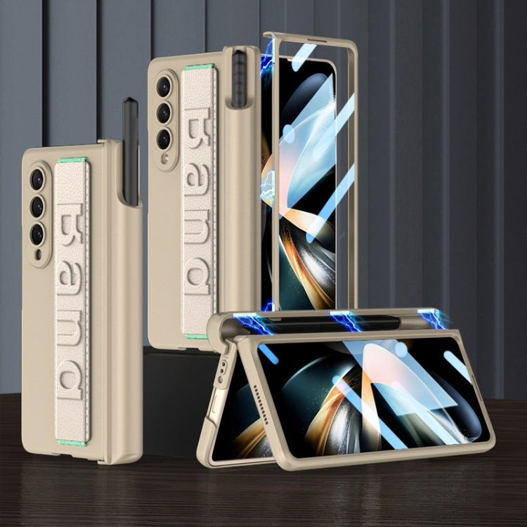 For Samsung Galaxy Z Fold4 GKK Magnetic Fold Hinge Shockproof Phone Case with Wrist Strap(Gold) - free shipping - PMC TechLife - Order now!