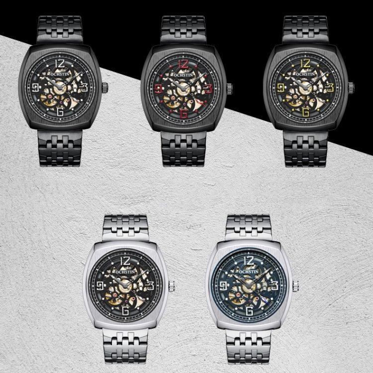 OCHSTIN 7262 Masterpiece Series Mechanical Steel Band Men Watch(Black Silver) - Metal Strap Watches by OCHSTIN | Online Shopping South Africa | PMC Jewellery | Buy Now Pay Later Mobicred