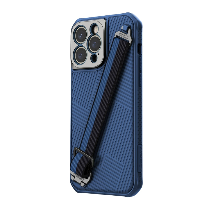 For iPhone 14 Pro Max NILLKIN MagSafe Full Coverage Phone Case with Wrist Strap(Blue) - iPhone 14 Pro Max Cases by NILLKIN | Online Shopping South Africa | PMC Jewellery