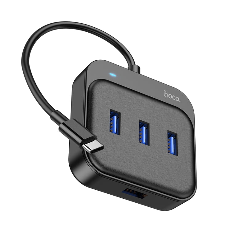 hoco HB31 Easy 4 in 1 USB-C / Type-C to USB3.0x4 Converter, Cable Length: 0.2m(Black) - USB HUB by hoco | Online Shopping South Africa | PMC Jewellery