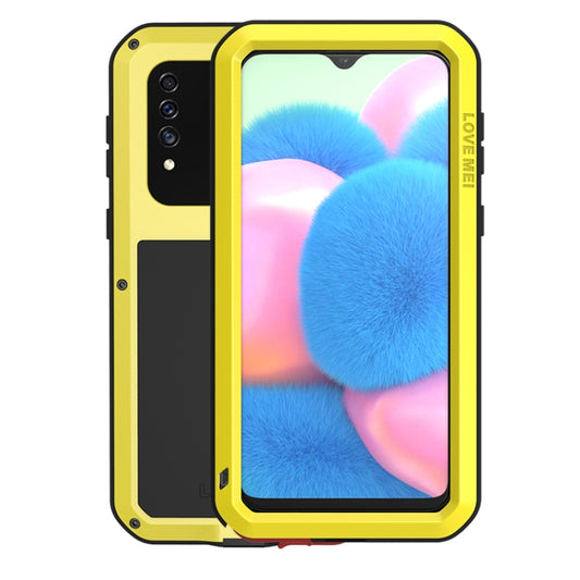 For Galaxy A30s LOVE MEI Metal Shockproof Waterproof Dustproof Protective Case(Yellow) - Galaxy Phone Cases by LOVE MEI | Online Shopping South Africa | PMC Jewellery | Buy Now Pay Later Mobicred