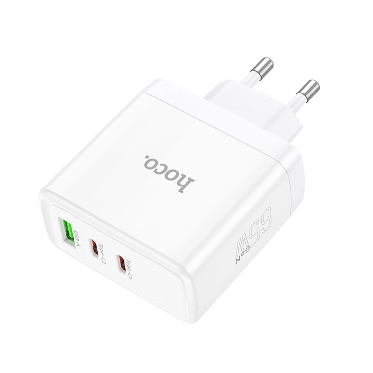 hoco N30 Glory PD 65W USB+ Dual USB-C/Type-C Interface Fast Charge Charger, EU Plug(White) - USB Charger by hoco | Online Shopping South Africa | PMC Jewellery | Buy Now Pay Later Mobicred