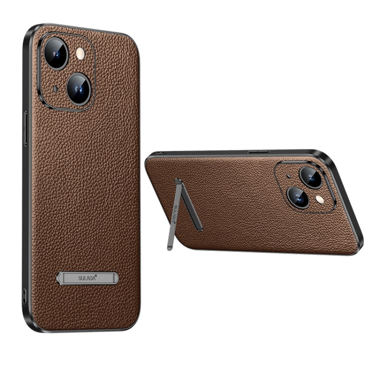 For iPhone 14 SULADA Famous Artisan Series Litchi Leather PC + TPU Phone Case(Brown) - iPhone 14 Cases by SULADA | Online Shopping South Africa | PMC TechLife | Buy Now Pay Later Mobicred