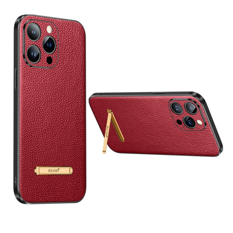 For iPhone 14 Pro SULADA Famous Artisan Series Litchi Leather PC + TPU Phone Case(Red) - iPhone 14 Pro Cases by SULADA | Online Shopping South Africa | PMC TechLife