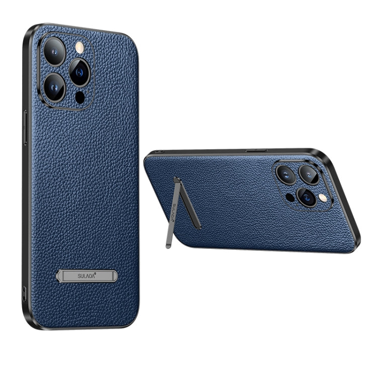 For iPhone 14 Pro Max SULADA Famous Artisan Series Litchi Leather PC + TPU Phone Case(Blue) - iPhone 14 Pro Max Cases by SULADA | Online Shopping South Africa | PMC TechLife