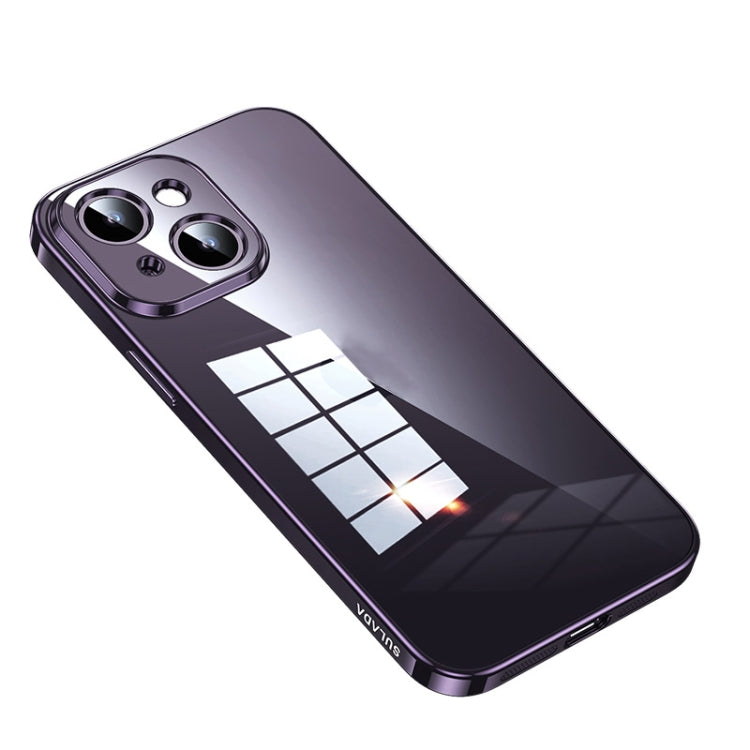 For iPhone 14 SULADA Shine Through Series Plating TPU Transparent Phone Protective Case(Dark Purple) - iPhone 14 Cases by SULADA | Online Shopping South Africa | PMC TechLife | Buy Now Pay Later Mobicred