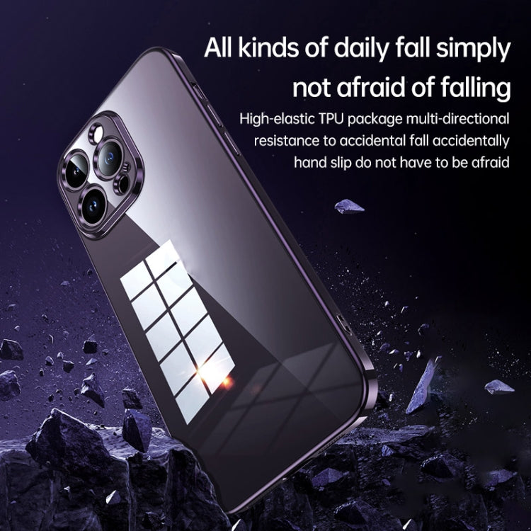 For iPhone 14 Plus SULADA Shine Through Series Plating TPU Transparent Phone Protective Case(Dark Purple) - iPhone 14 Plus Cases by SULADA | Online Shopping South Africa | PMC TechLife | Buy Now Pay Later Mobicred