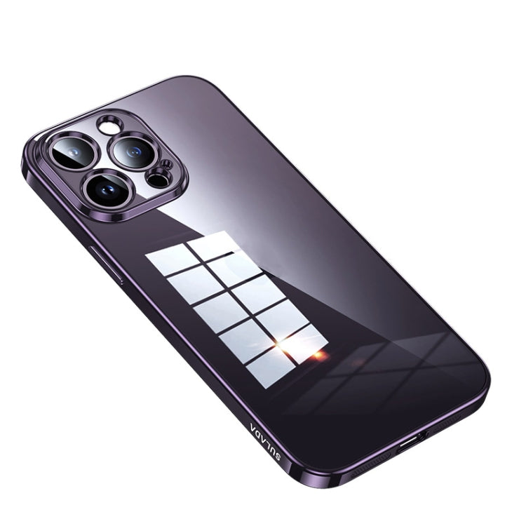 For iPhone 14 Pro SULADA Shine Through Series Plating TPU Transparent Phone Protective Case(Dark Purple) - iPhone 14 Pro Cases by SULADA | Online Shopping South Africa | PMC TechLife | Buy Now Pay Later Mobicred