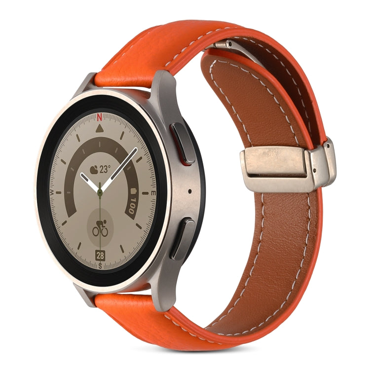 For Coros Pace 2/Coros Apex 42mm Universal Folding Buckle Genuine Leather Watch Band(Orange) - free shipping - PMC TechLife - Order now!