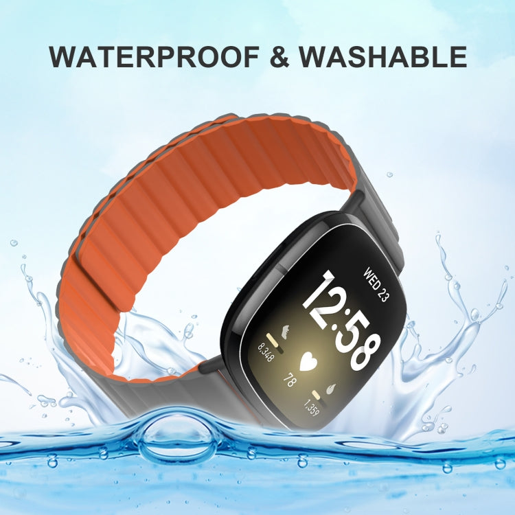 For Fitbit Versa 3 / Sense Universal Magnetic Silicone Watch Band(Black Orange) - free shipping - PMC TechLife - Order now!