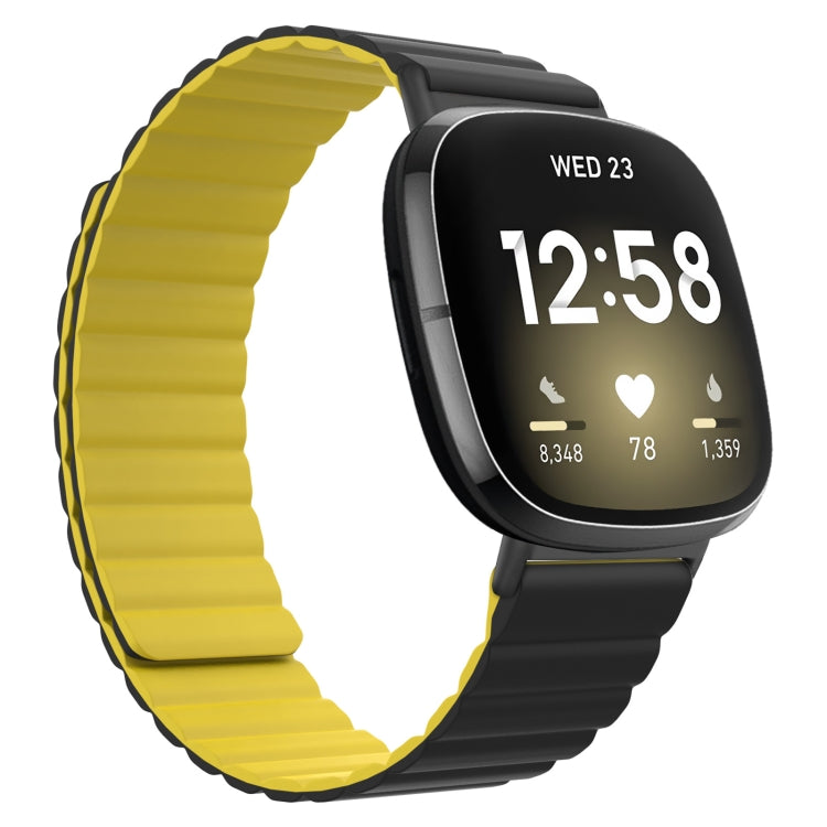 For Fitbit Versa 4 / Sense 2 Universal Magnetic Silicone Watch Band(Black Yellow) - free shipping - PMC TechLife - Order now!