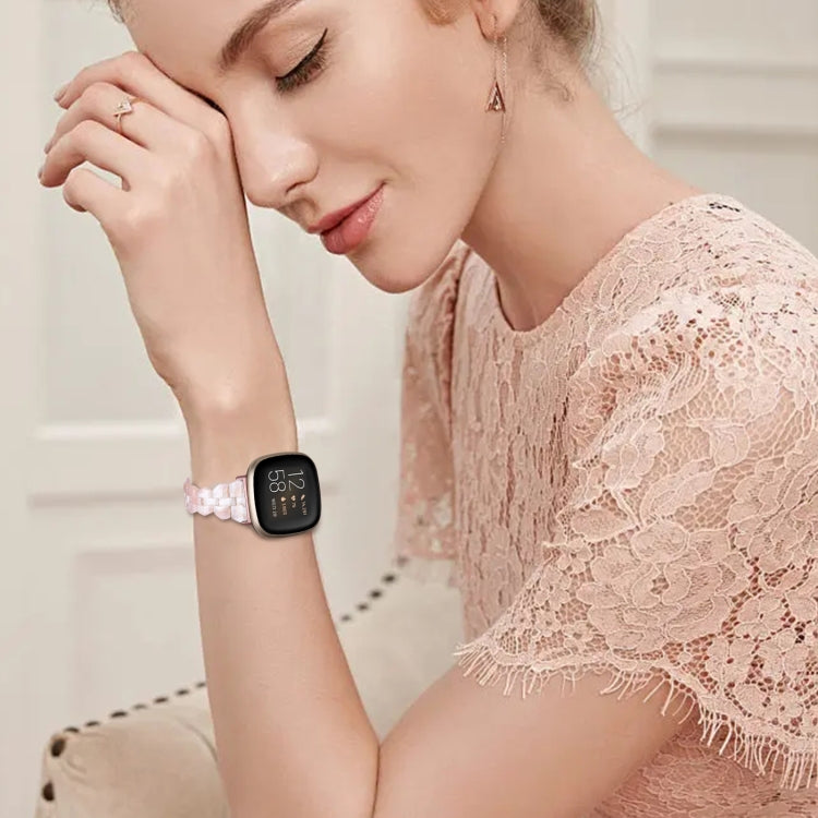 For Fitbit Versa 4 / Sense 2 Universal Rhombus Resin Watch Band(Pink Flower) - free shipping - PMC TechLife - Order now!
