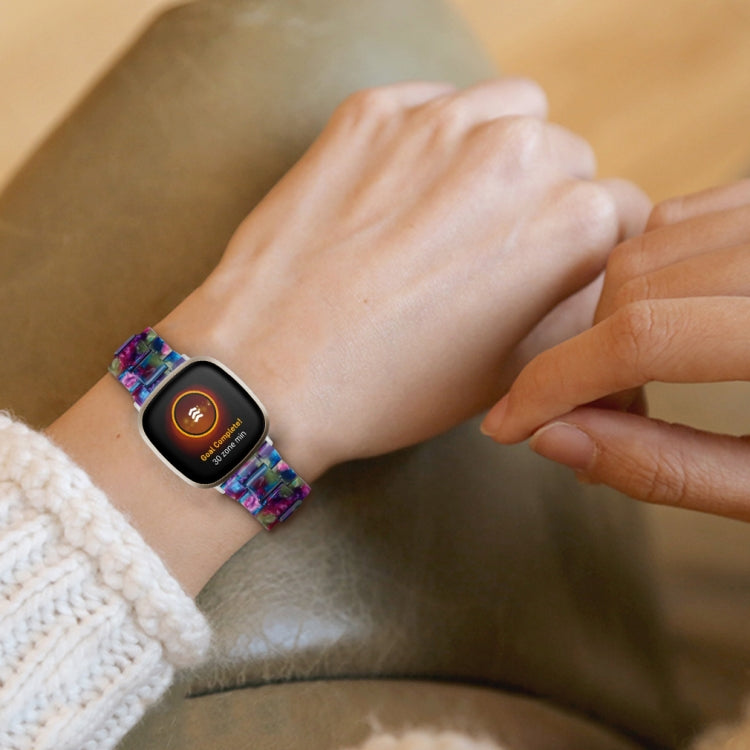 For Fitbit Versa 3 / Sense Universal Resin Watch Band(Purple Green Flower) - free shipping - PMC TechLife - Order now!