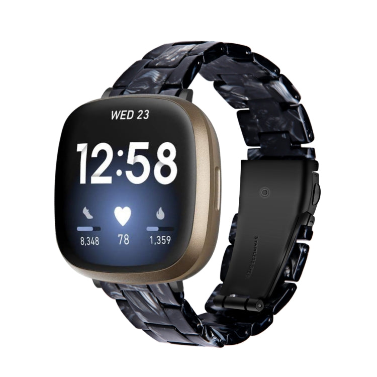 For Fitbit Versa 3 / Sense Universal Resin Watch Band(Black Flower) - free shipping - PMC TechLife - Order now!