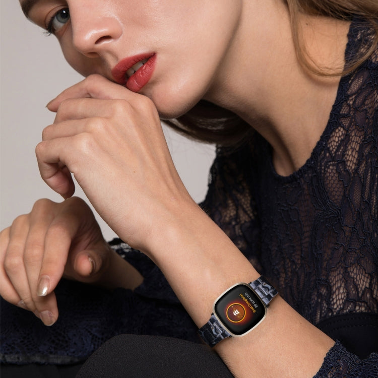 For Fitbit Versa 3 / Sense Universal Resin Watch Band(Black Flower) - free shipping - PMC TechLife - Order now!