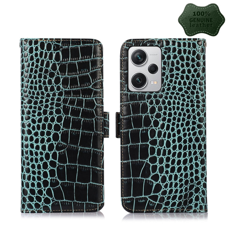 For Xiaomi Redmi Note 12 Pro+ China Magnetic Crocodile Texture Genuine Leather RFID Phone Case(Green) - Note 12 Pro+ Cases by PMC Jewellery | Online Shopping South Africa | PMC Jewellery